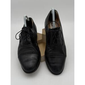 Magnanni Black Leather Cap Toe Shoes Men Sz 9.5